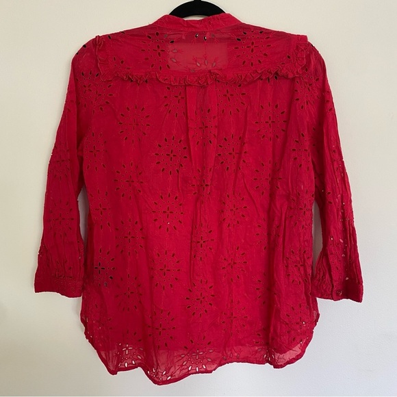 Scanlan Theodore Red Eyelet Button Down Blouse - Picture 2 of 5
